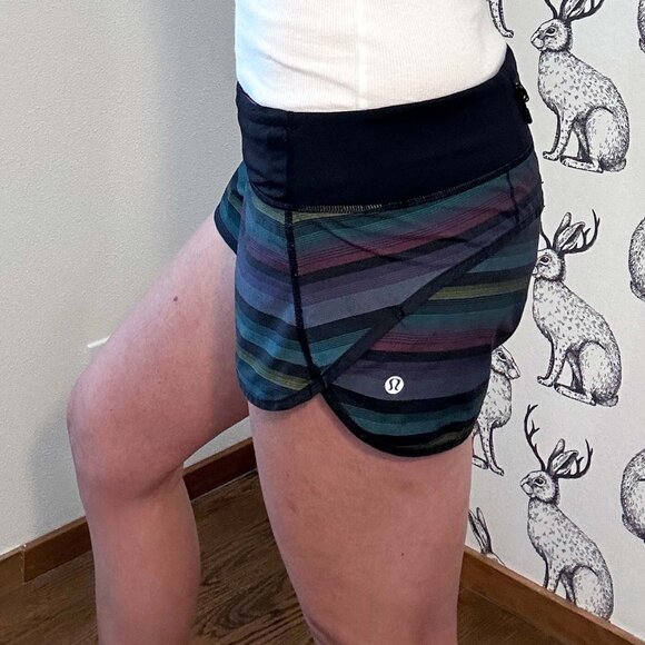 Lululemon Run Speed Short Multicolored Black Stripe Sz6 - Picture 2 of 11